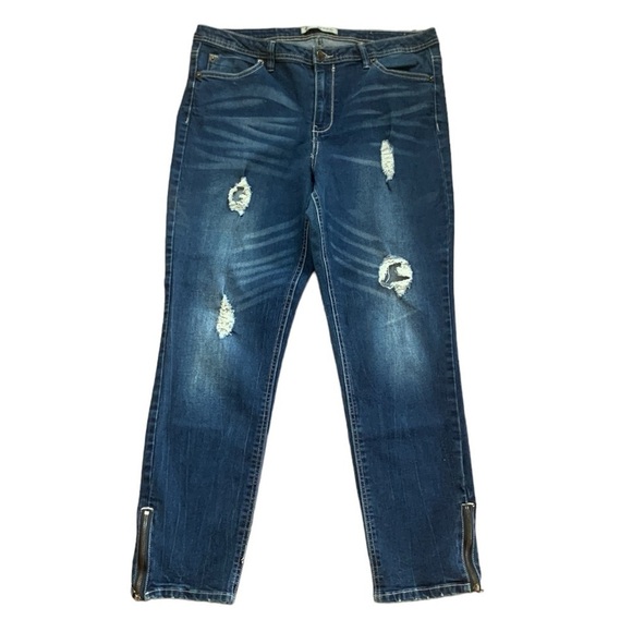 Twentyone Black Rue21 High Waisted Blue Jegging Flex Zipper‎ at Hem Size 13/14 - Picture 1 of 8